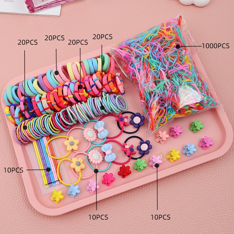 

1110 шт. Женская резинка не вредит волосам, резинка с кружевом проста в использовании, набор резинок для волос, набор аксессуаров для волос в разных стилях (нет коробки)