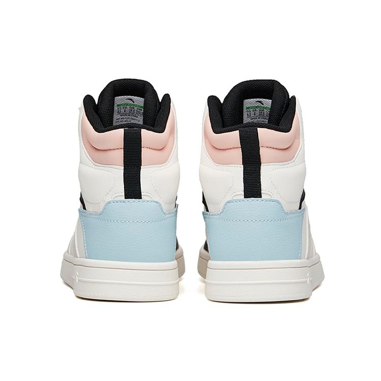 New Anta Abrasion Resistant Slip Resistant High Top Skateboard Shoes Women's White Pink Blue 122138071-2