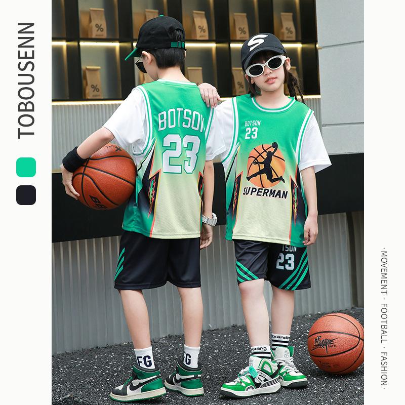 Summer new men's and children's basketball suit outdoor women's sports training quick-drying jersey short-sleeved shorts two-piece set