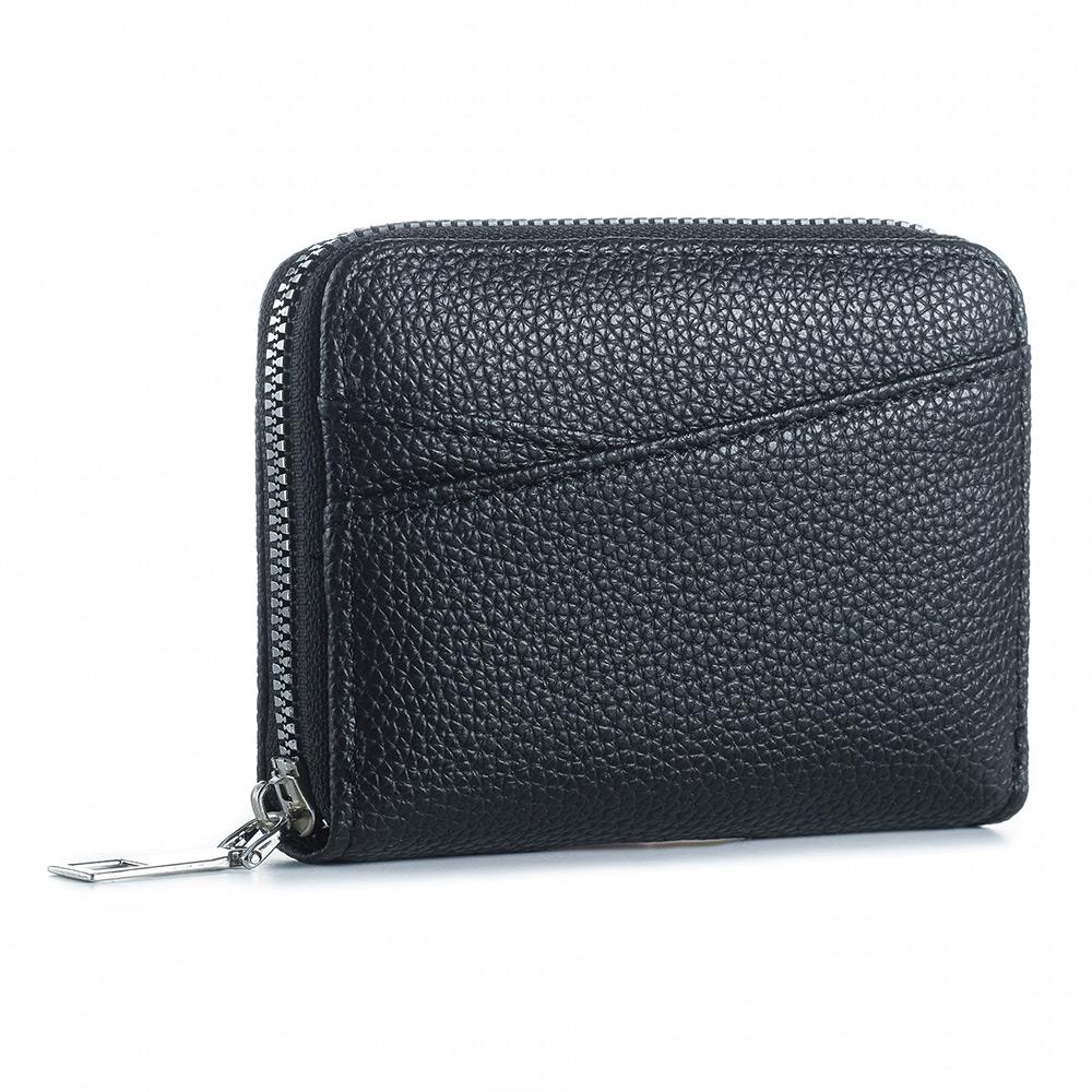 Women's Zipper Purse Short Lychee Pattern Fashion Multi-Card Slot ID Card Holder Coin Zipper Purse For Women