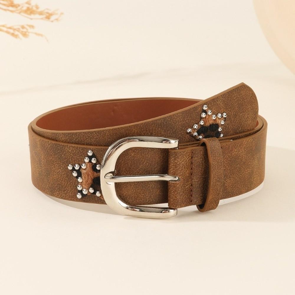 Rivet Metal Buckle Belts Star Pu Leather Waistband Fashion Retro Jeans Belt  Women