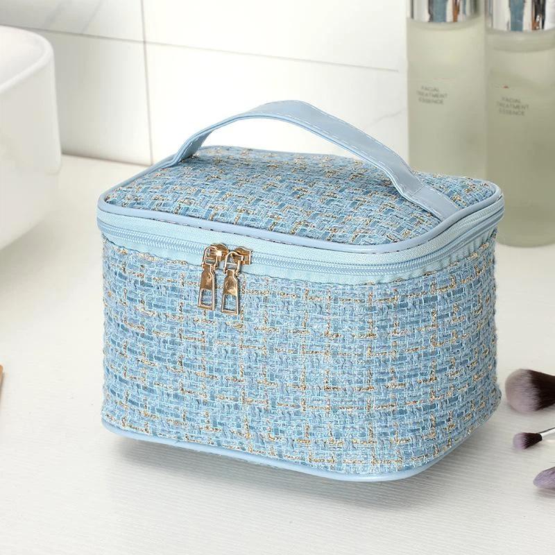 Waterproof Cosmetic Bag Large Capacity Smooth Double Zippers Soft Grip Handle Lightweight Toiletry Organizer for Trip