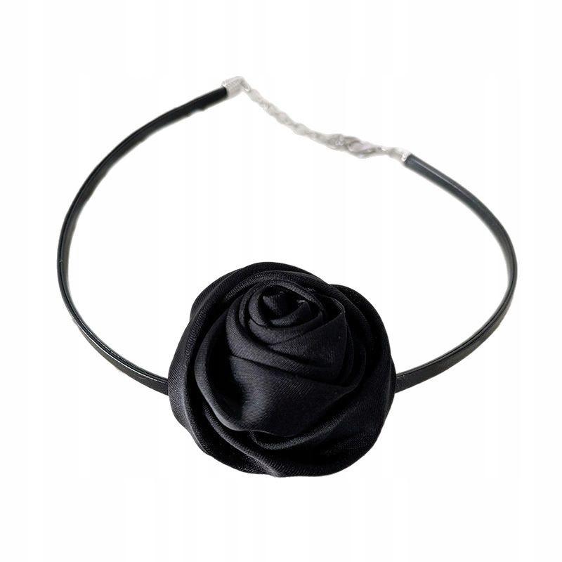 White Women' CHOKER On a Strap NECKLACE Flower ROSE On the Neck Elegant