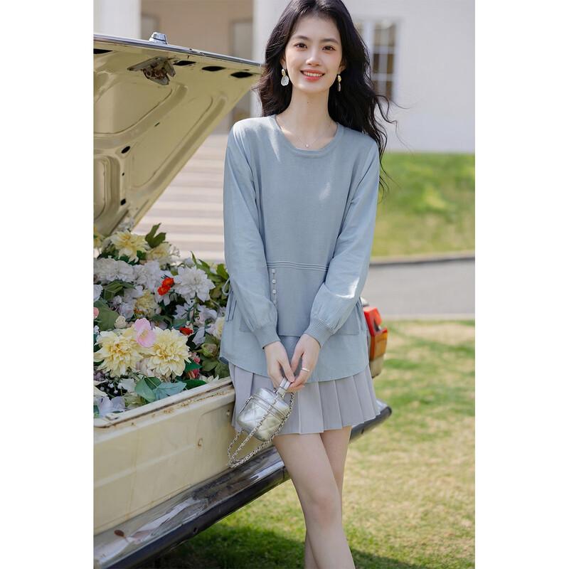 Spliced Irregular Knit Sweatshirt