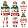 Parent Child Outfit - Christmas Print Family Matching Hooded Long Sleeved Zippered Jumpsuit Set