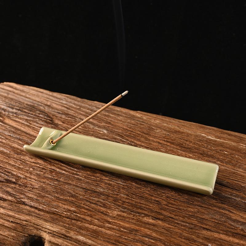 Bamboo Ceramic Incense Holder | Handmade Aromatherapy Burner | Creative Slice Design