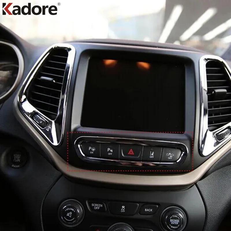 For Jeep Cherokee 2014 2015 2016 Chrome Car Front Center Air Condition AC Switch Button Panel Cover Trim Interior Accessories