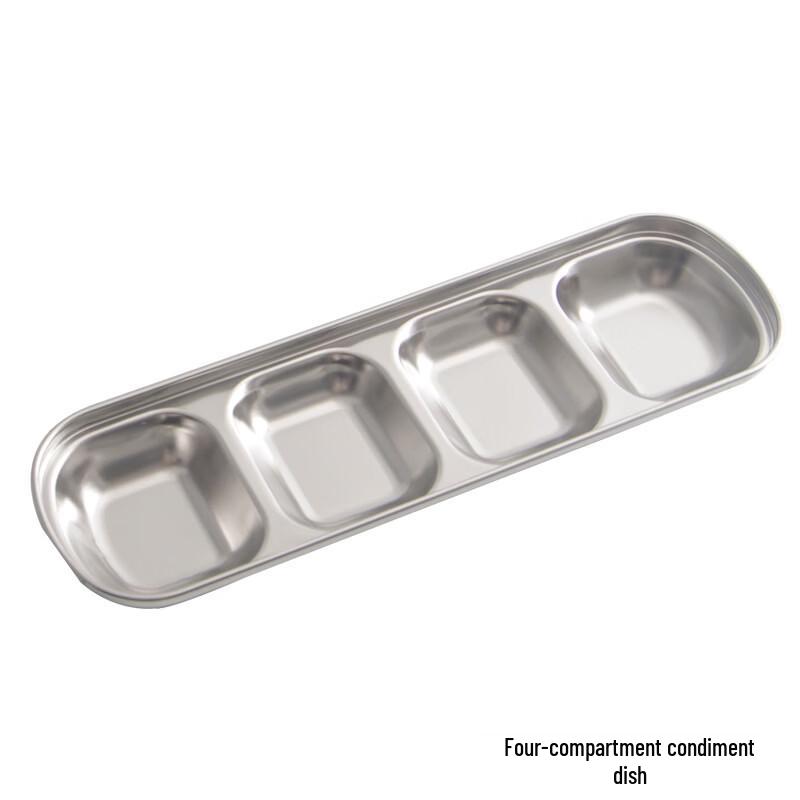 Korean Style Stainless Steel Divided Dipping Sauce Dish