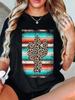 Leopard Cactus Southwest Stripes Graphic T-shirt