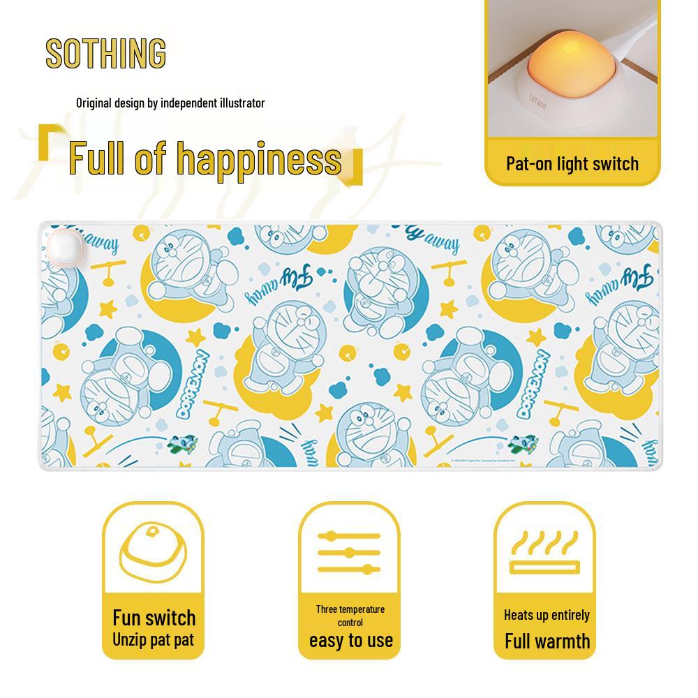 Doraemon Heated Desk Pad: Electric Mouse & Hand Warmer for Office