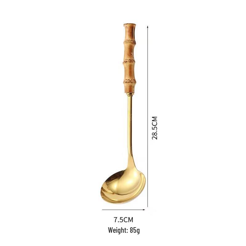 Abay Stainless Steel Soup Ladle with Bamboo Handle - Set of 2