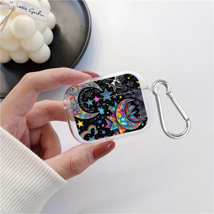Star Moon Pattern Case For Airpods 2 Pro Pro2 3 Pro3 1 4 Clear Earphone Cases Cover