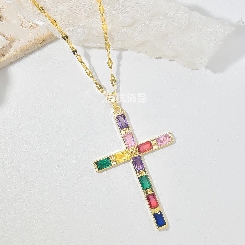 Cross Necklace Women S Simple Trend Personalized Zircon Pendant Collarbone Chain With Jewelry