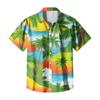 Camisa casual masculina de manga curta Slim Fit elegante estampa havaiana masculina