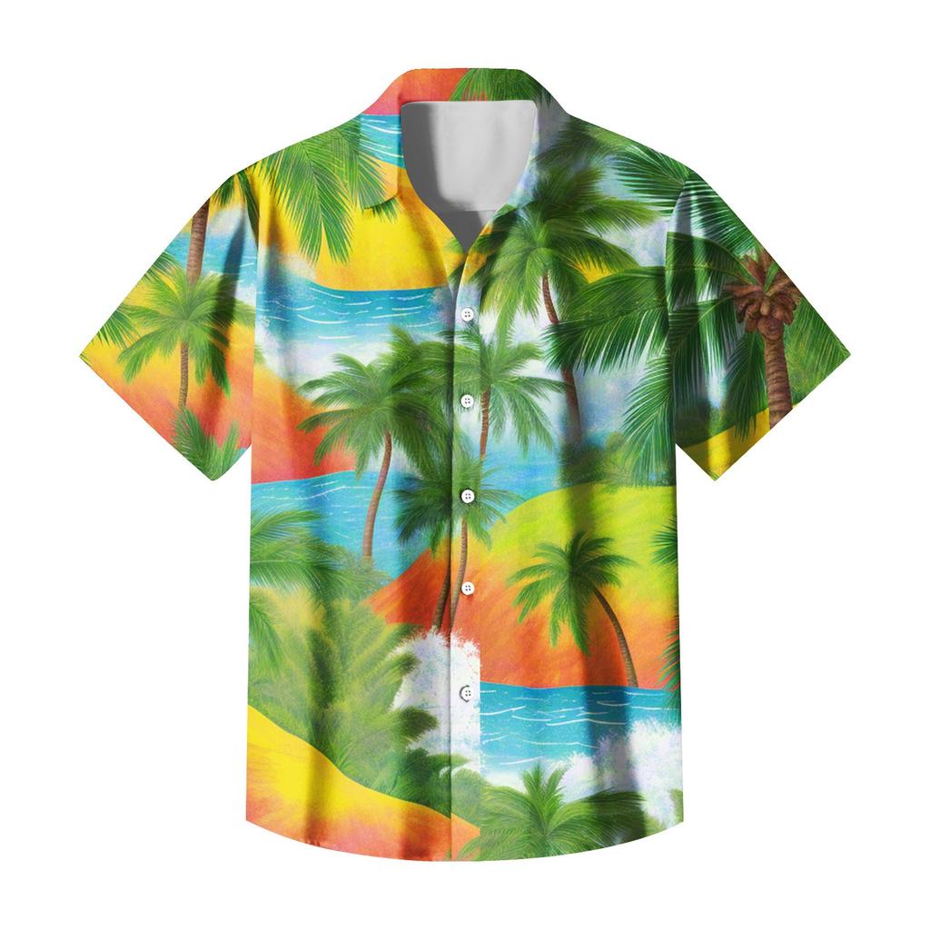 Men's Casual Short-sleeved Shirt Slim Fit Stylish Men's Hawaiian Print