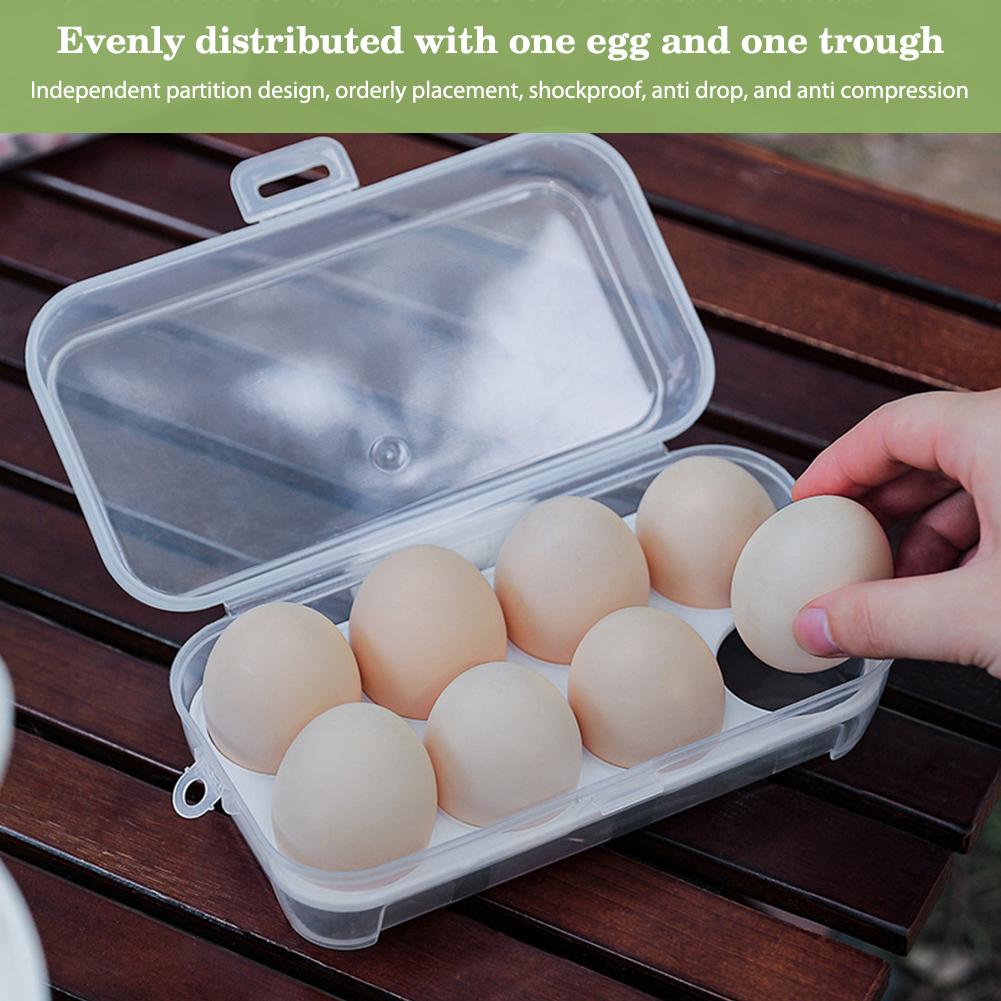 3/4/8 Grid Egg Holder with Lid Egg Carton Stackable Plastic Egg Container BPA Free Egg Keeper Portable Egg Carriage for Fridge