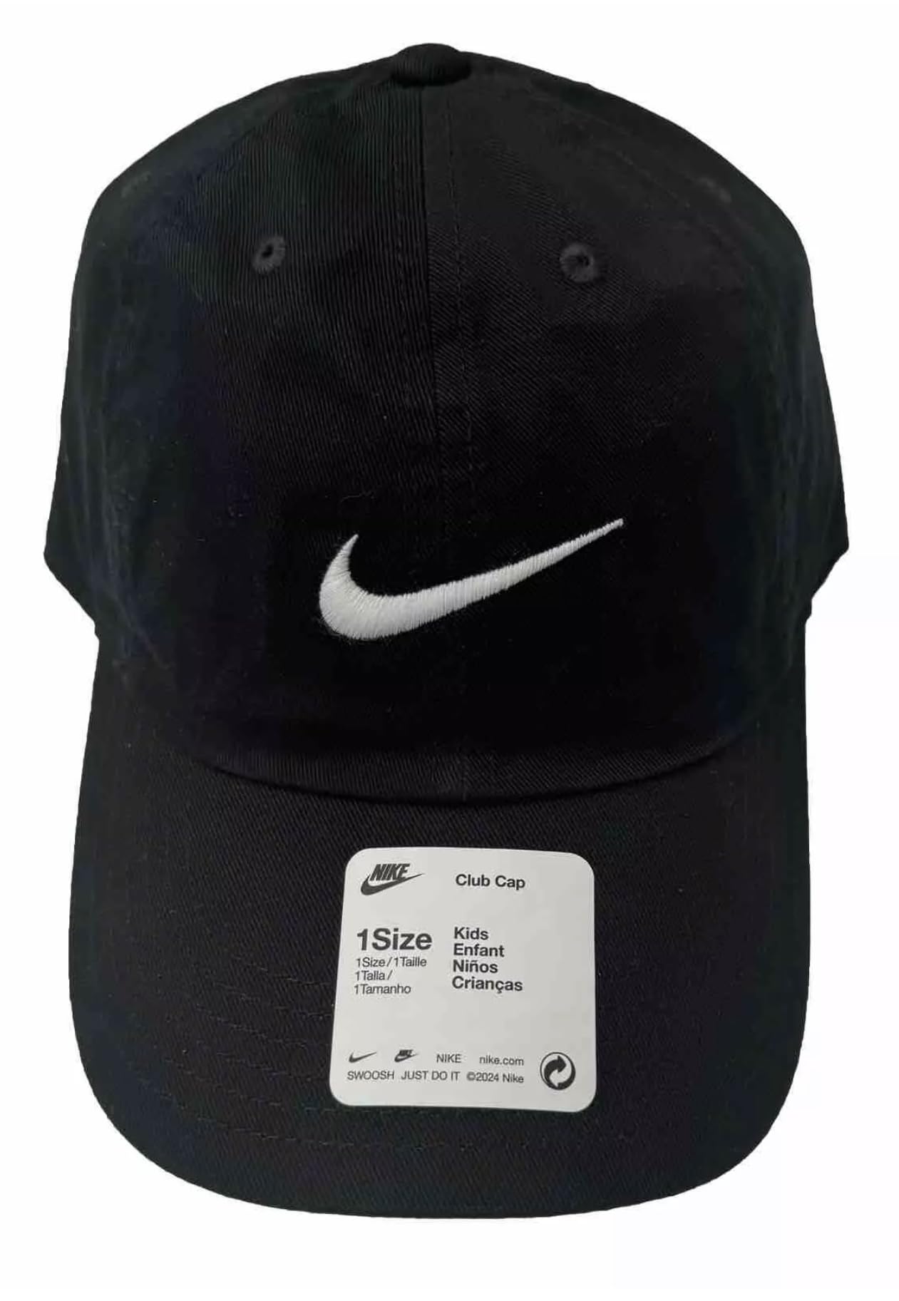 NIKE Club One FV5588 Kids  Cap, Size, 010, Black, Black///White