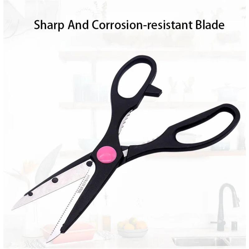 Stainless Steel Sharp Blade PP Effort Saving Handle Multi Functional Household Kitchen Scissors With Beer Bottle Opener