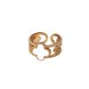 Four-leaf Clover Black and White Ring for Women Accessible Luxury High-end Adjustable Open Ring Couple Ring