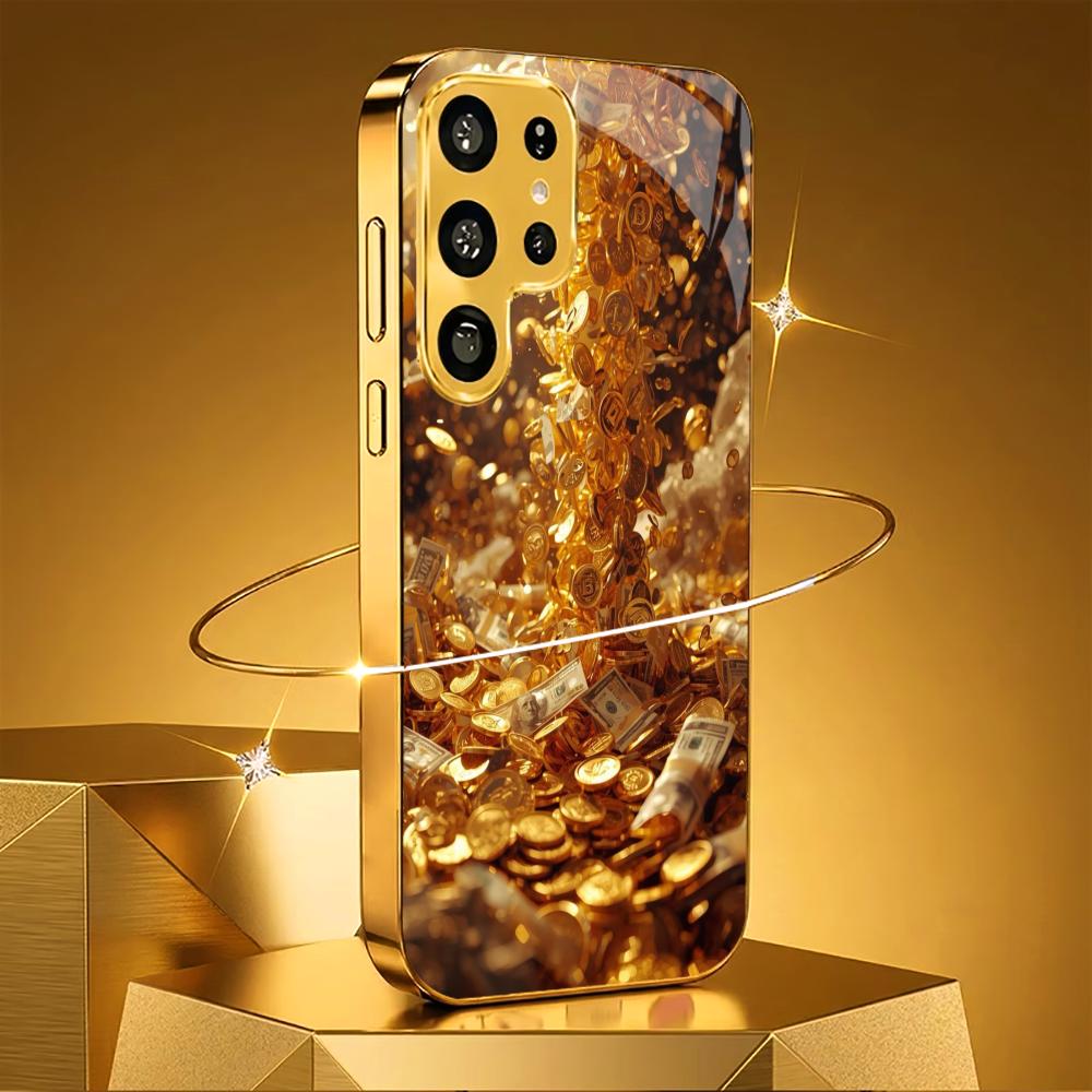 Wealth Protection High-end PhoneCase Electroplated Glass PhoneCase for Samsung Galaxy S26 S25 S24 S23 S22 S21 FE,Ultra,Plus