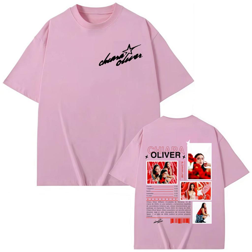 Cantante Chiara Oliver Camisetas Gráficas de Álbum Streetwear Moda Y2k Camiseta de Manga Corta Hombres Mujeres Camisetas de Algodón Holgadas