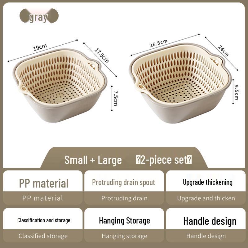 Dual-Layer Vegetable Washing and Drain Basket: Kitchen & Living Room Fruit and Vegetable Colander.