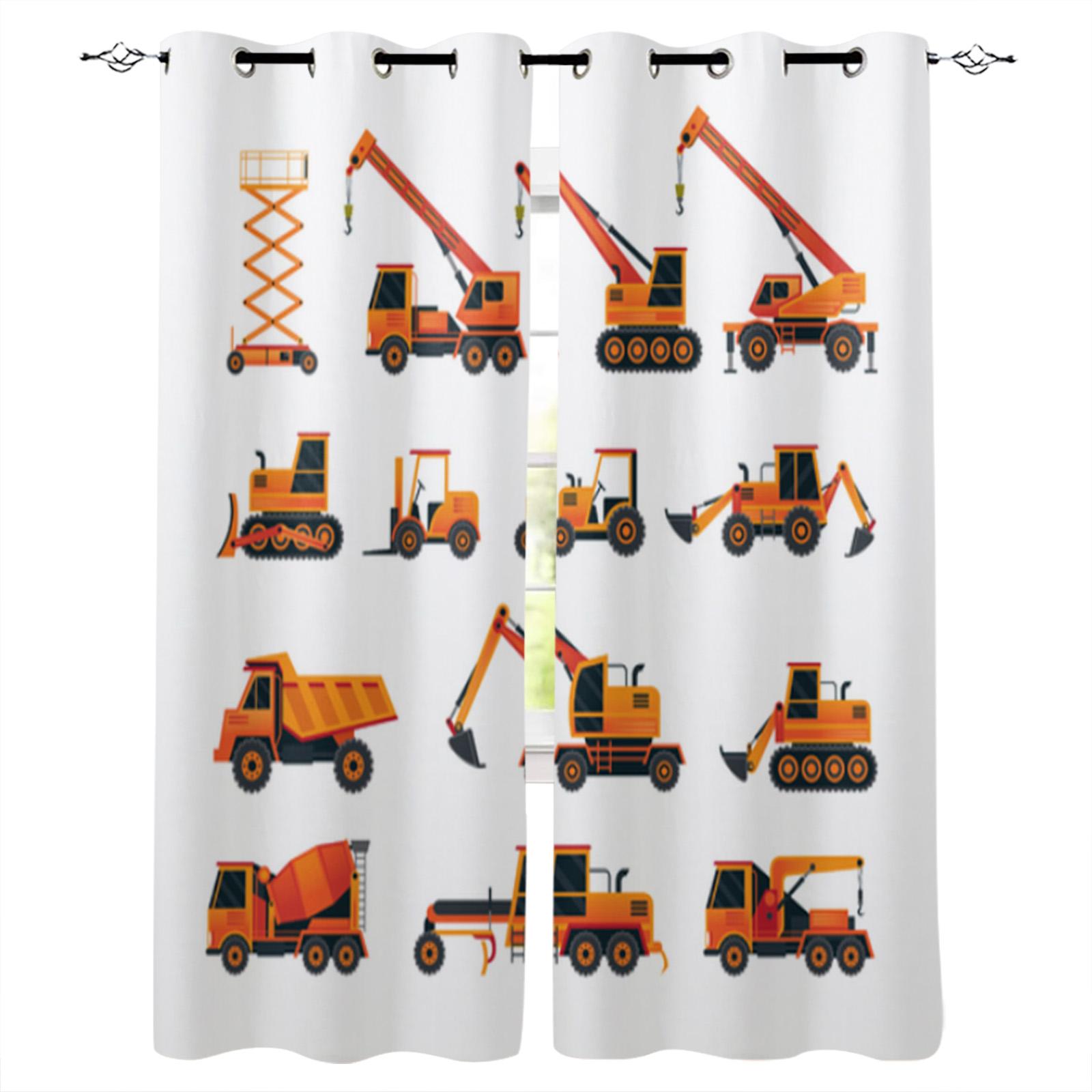 Желтый экскаватор Механическая машина Роскошные шторы для дома Товары для дома Гостиная — фото 18