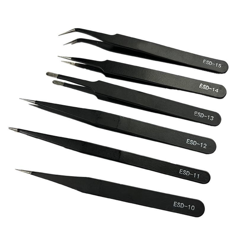 Anti-Static Stainless Steel Precision Tweezers, Curved Tip for Electronics, Eyelash Extensions, Manicure, Bird's Nest Picking, and Hair Removal.