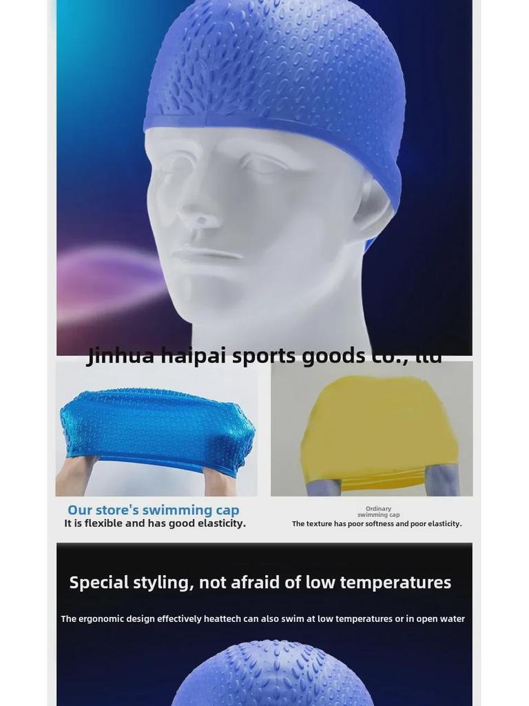 Bonnet de bain en silicone avec protection des oreilles - Confortable, non compressif pour adultes, hommes et femmes, options multicolores