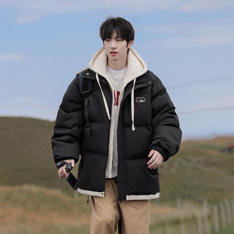 Men's Winter 2025 Retro Cotton-Padded Jacket - Thick, Trendy, Fake Two-Piece Coat