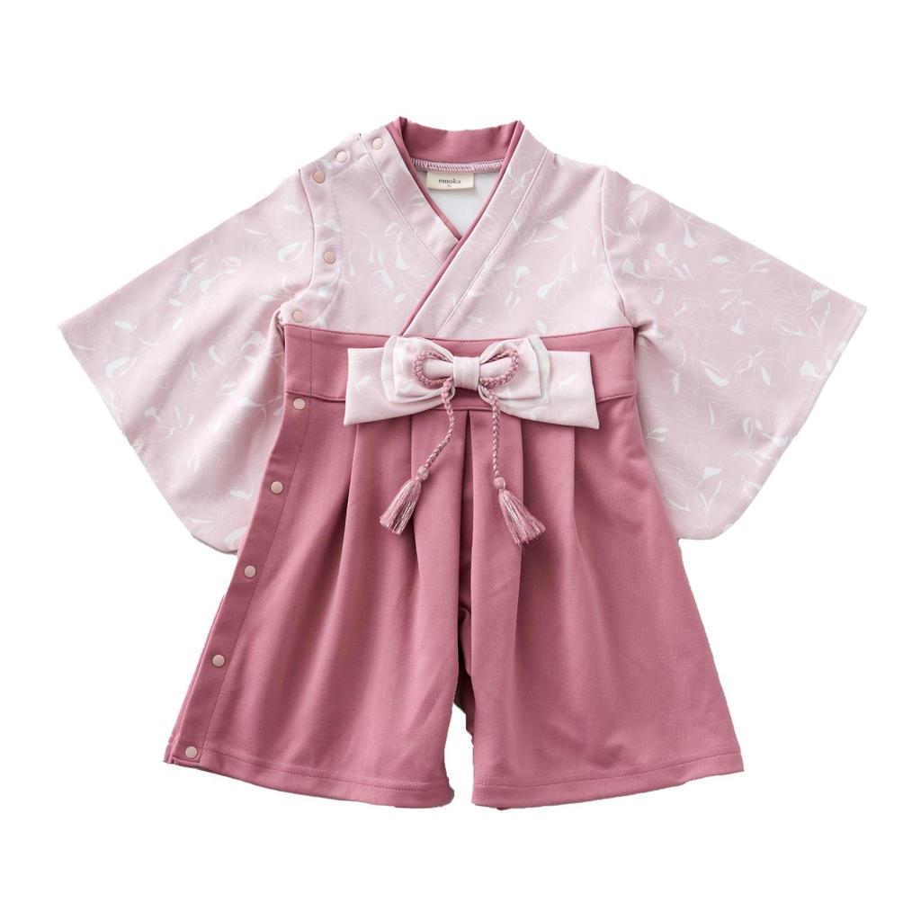EMOKA Baby Kimono Romper with Hakama (70cm, Pink/Poppy)