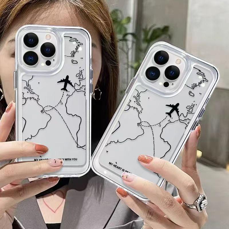 Sturzsichere Flugzeugkarten-iPhone-Hülle für iPhone 17, 16 Pro Max, 15, 14, 13 - Grenzüberschreitendes Schutzdesign