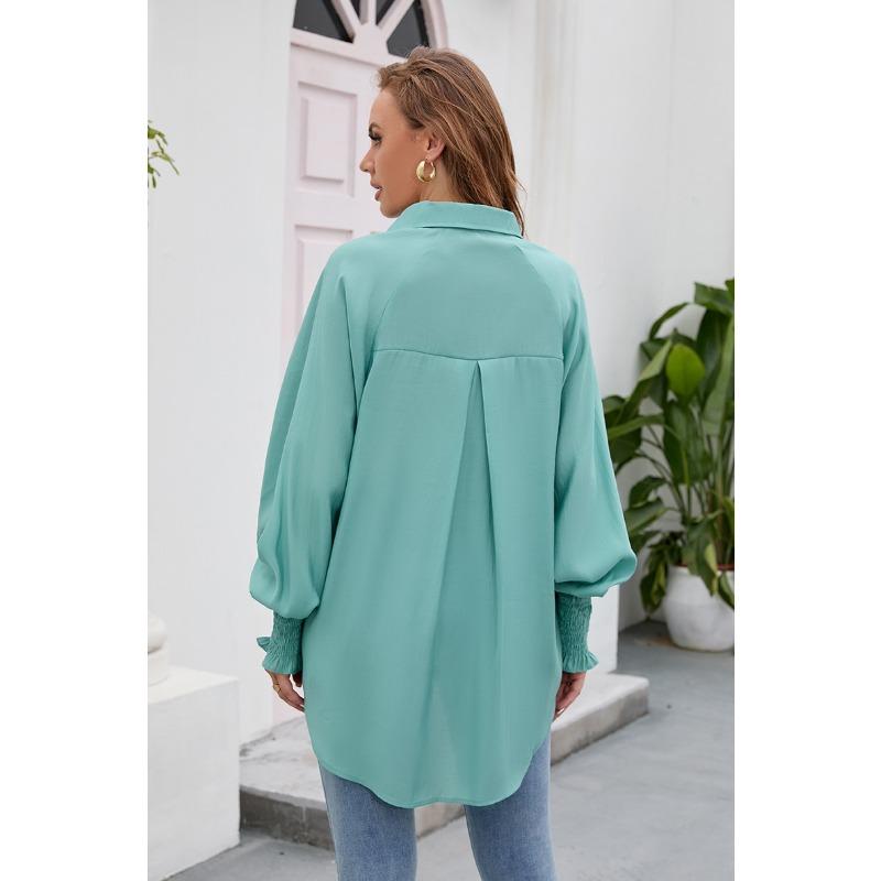 Spring and Autumn Women's Shirt Insert Sleeve Tencel Top Soft Solid Color Loose Plus Size Blouse