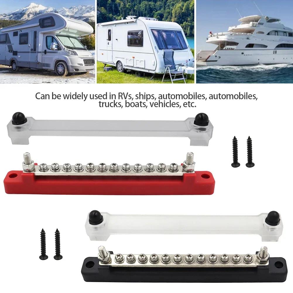 M6 12V Bus Bar 1/4 Inch Power Distribution Block 150A Electrical Terminal Block Buss Bar for Truck Boat Car Camper RV Caravan
