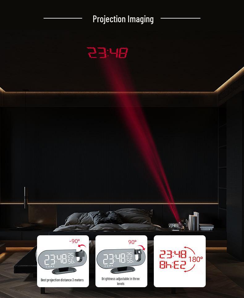 2022 LED Projection Alarm Clock with Temperature, Humidity Display, and Automatic Light Sensor