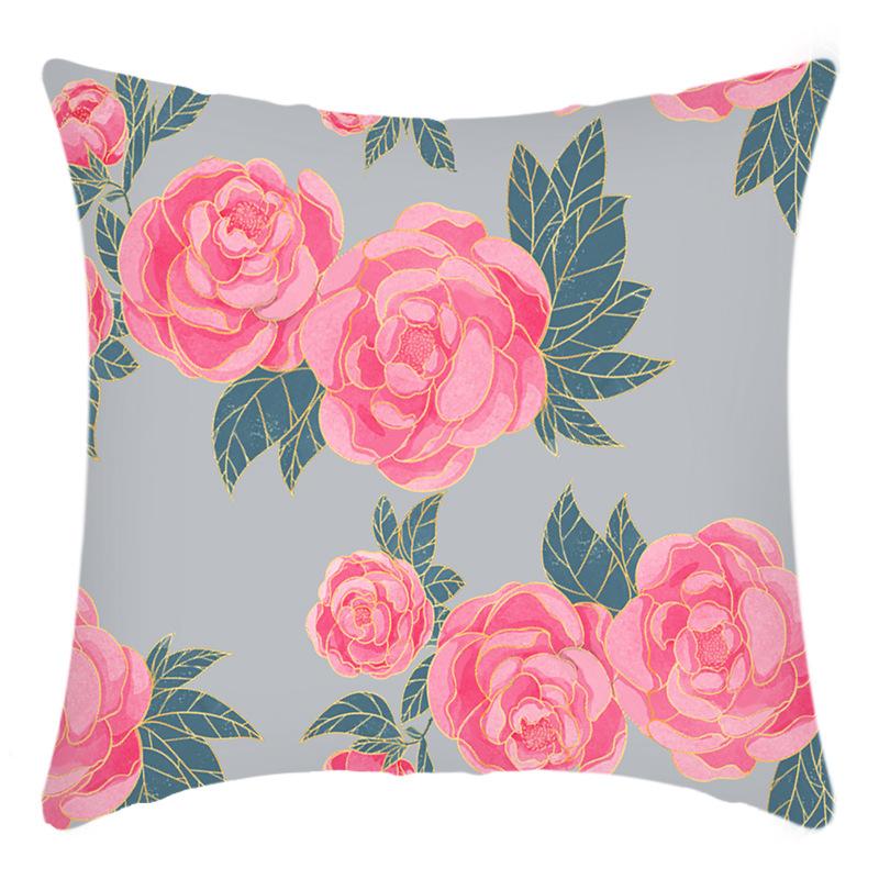 Fashionable Spring Flower Spring Elements Pillow Cover Linen Flower Cushion Pillow Cover
