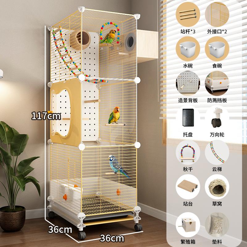 Gaiola Grande para Pássaros Papagaios com Design Anti-Espalhamento para Calopsitas e Periquitos, Aviário de Luxo para Periquitos Casa de Voo Premium para Animais de Estimação