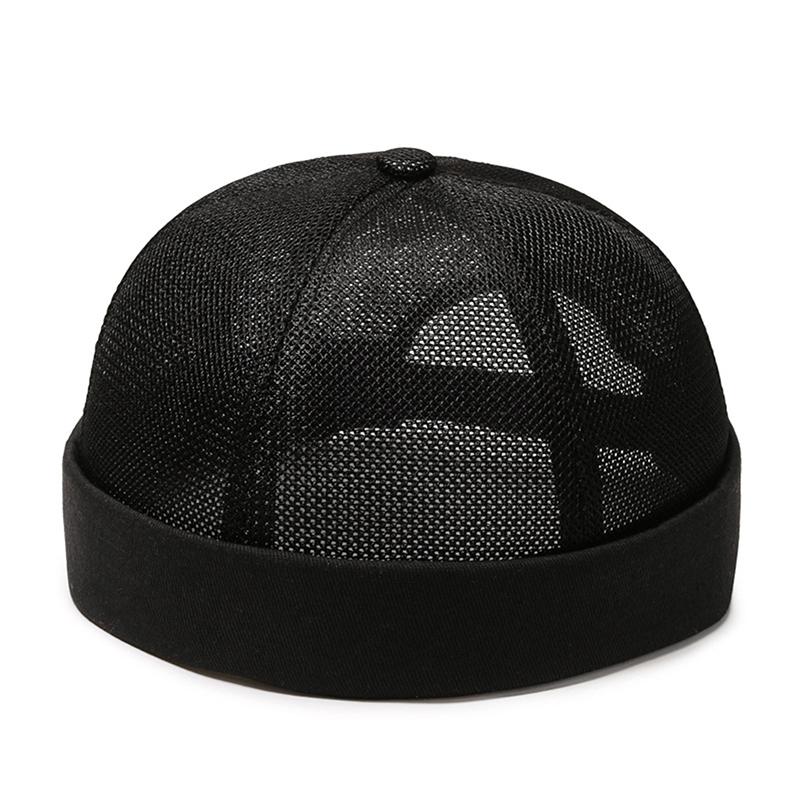 Breathable Mesh Unisex Melon Cap Solid Color Summer Brimless Hat Hip Hop Skullcap Street Style Beanies Hats Fashion Headwear