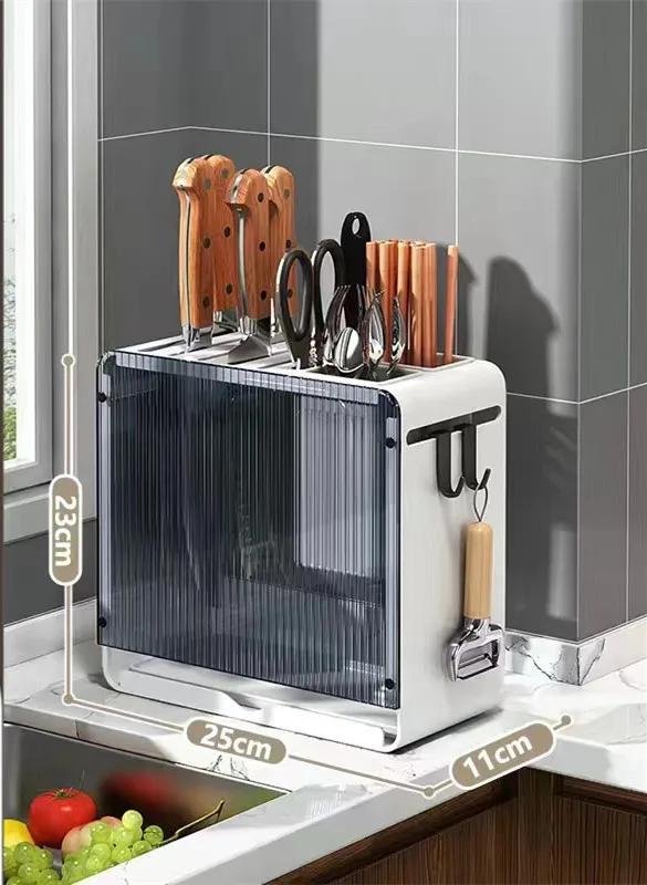 Knife Holder Multi-function Utensil Stand Knife Block Drainer Storage Box Spoon Fork Kitchen Organizer Rack for Cutlery Utensil