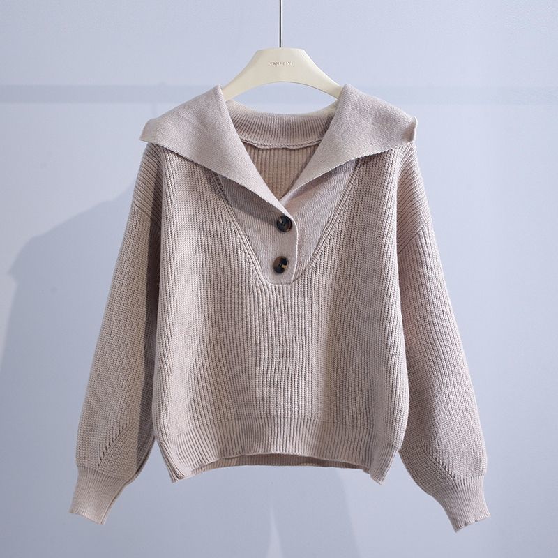 

Fashionable Short Pullover Sweater with Large Lapel Women s Spring and Autumn New Japanese Loose Sweater On the Top of the Sweater S