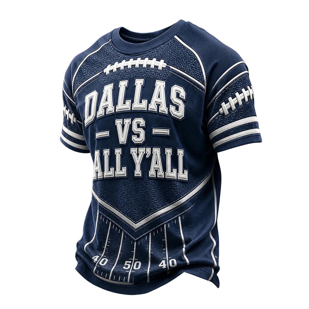 Herren Casual Rugby-Print Hals Kurzarm T-Shirt, Passform