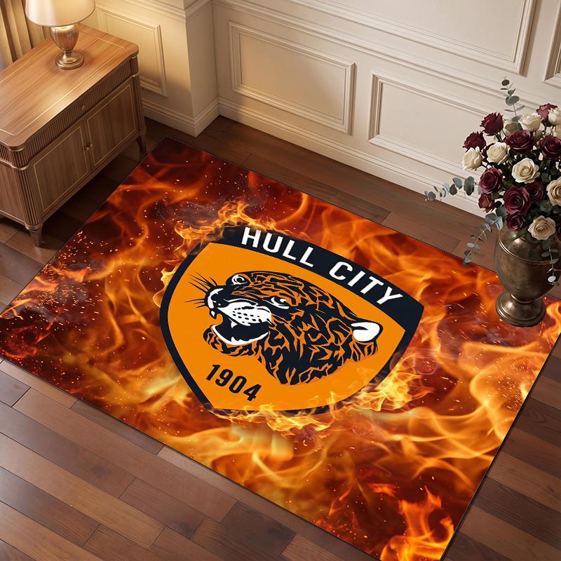 Tappeto in Velluto di Cristallo con Stampa Calcio Hull City, Comodo Assorbente d'Acqua Antiscivolo Tappeto per Pavimento Interno