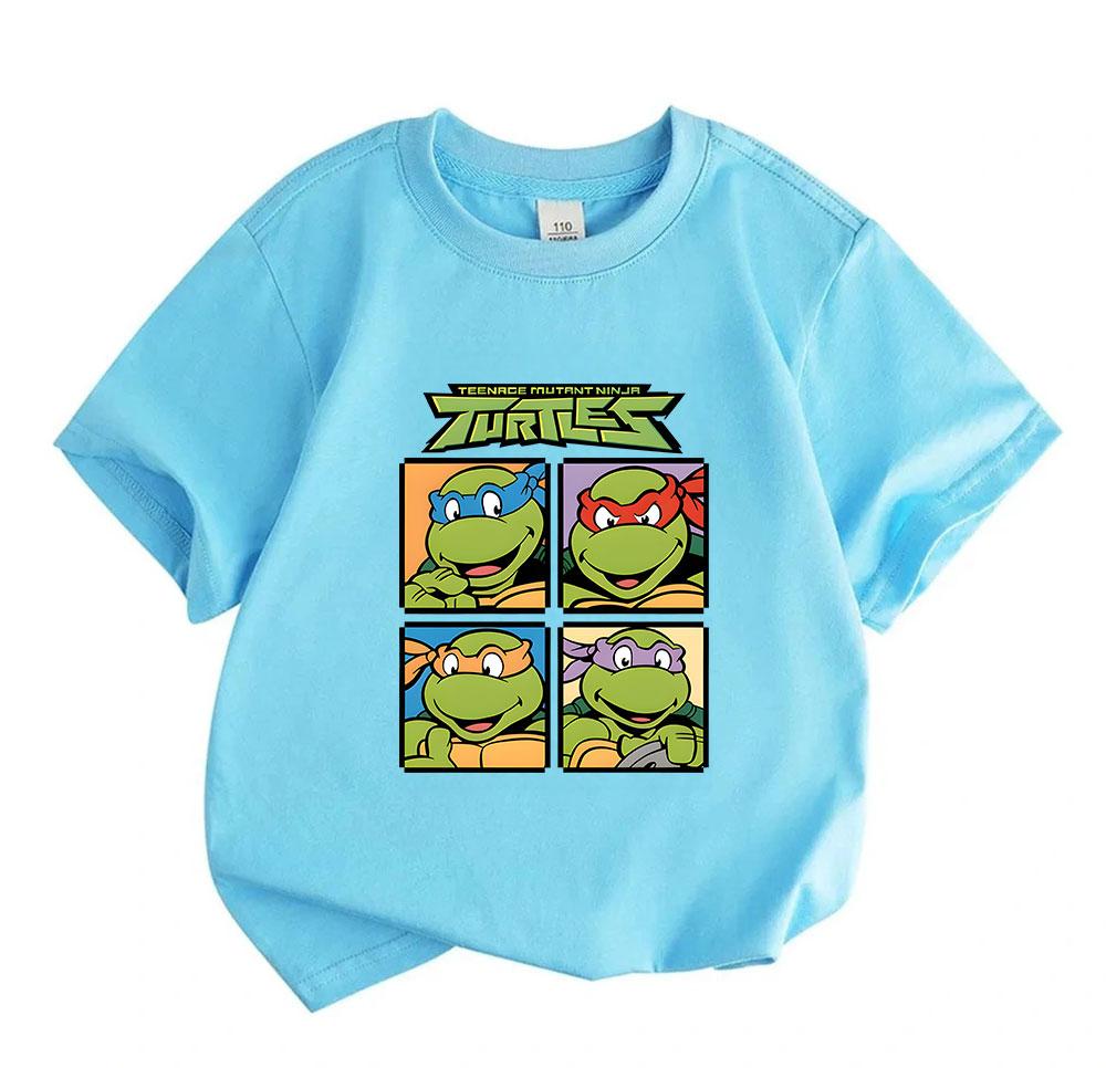Kids Boys Girls 100% Cotton Crew Neck Short Sleeve T-Shirt, Classic Four Cool Comic Character Print Casual Summer Soft Breathable Tops for Daily Wear