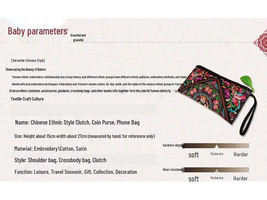 Ethnic Embroidery Satin Clutch and Wallet for Women