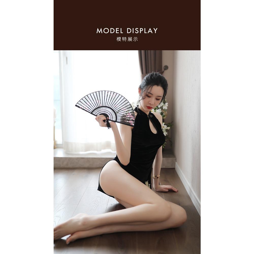 Sexy Cheongsam Flannel Passion Clothes Antique Sexy Underwear Women's Uniform Embroidery Slim Pajamas Wholesale Filling Cloud
