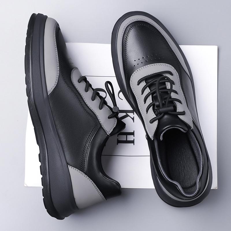 2025 New Casual Leather Mens Thick Bottom Shoes High Quality Outdoor Non-slip Comfy Sneakers High Quality Lace-Up Designer Flats