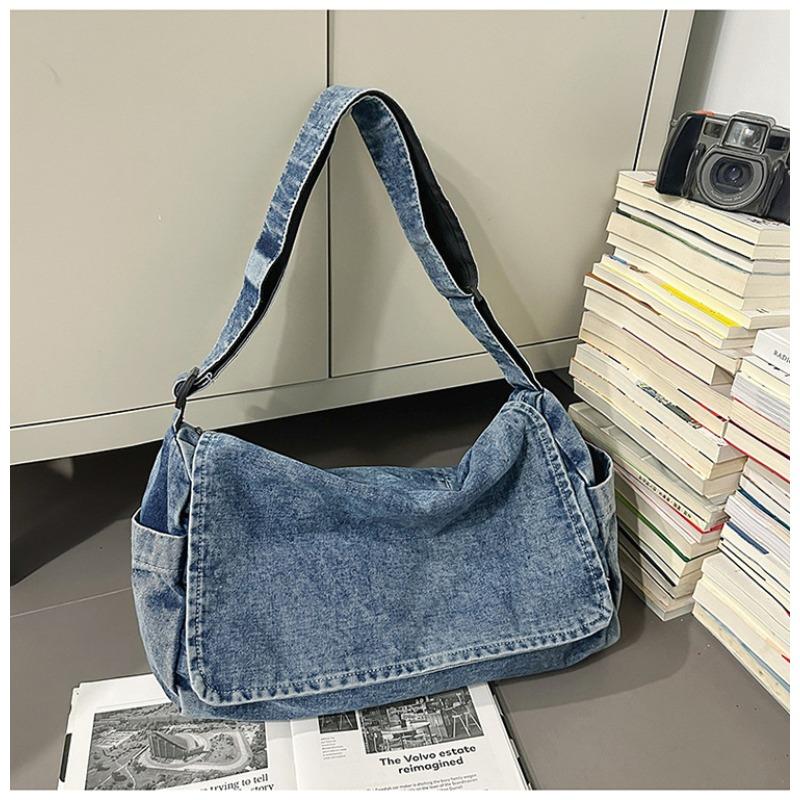 

Джинсовая сумка женская большой вместимости новая летняя универсальная повседневная на плечо, сумка-мессенджер, студенческая сумка-тоут светло-синий