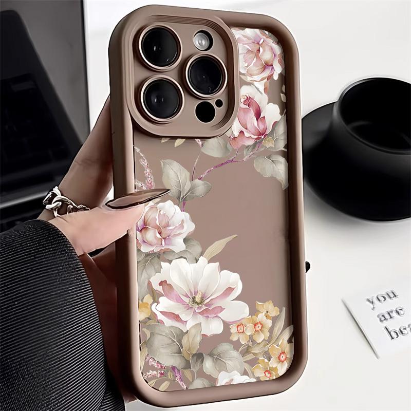 Flower Phone Case For iPhone 12 Funda iPhone 11 13 14 15 Pro Max 7 8 Plus XS X XR SE  13promax Liquid Silicon Carcasa Covers