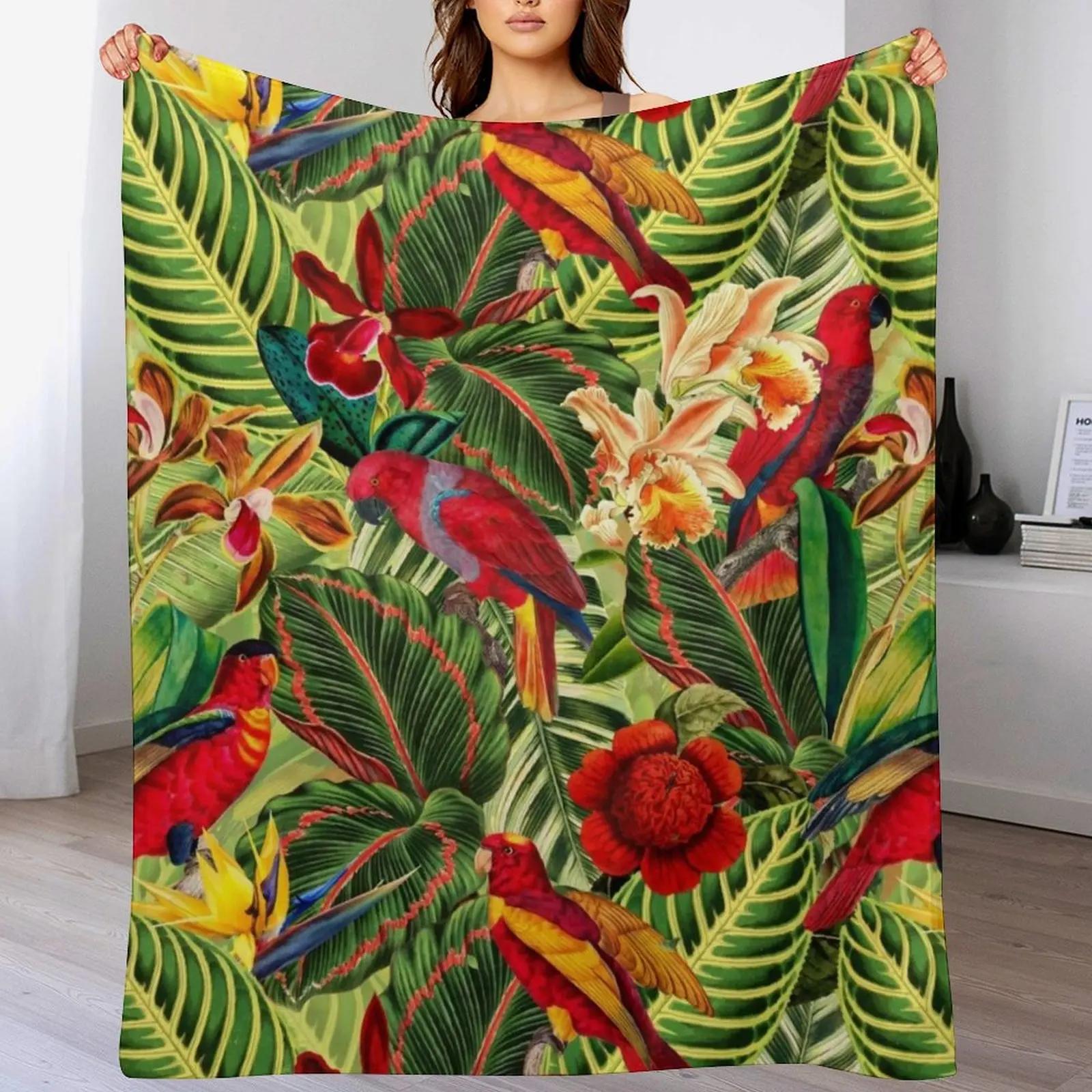 

Vintage Tropical Bird Jungle Garden Throw Blanket Breathable Lightweight Blanket for Adults Kids 102x76cm(40x30in)