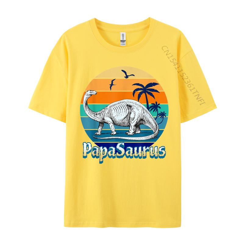 Papasaurus Dad Daddy Papa TShirts Vintage Beach Sunset Cartoon Printed T Shirts Street T Shirts 2024 New